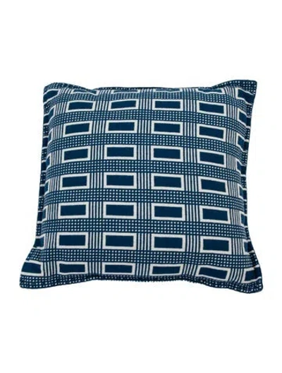 Pre-owned Hermes Wool Throw Pillow In Blue/white