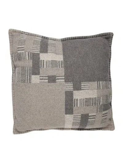 Pre-owned Hermes Wool Throw Pillow In Gray