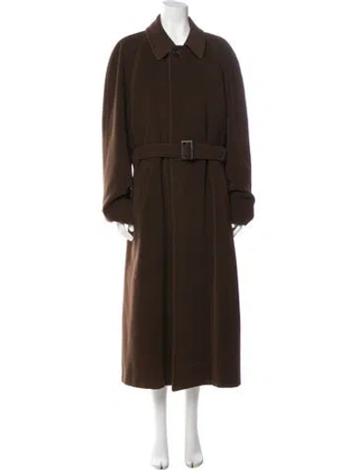 Pre-owned Hermes Wool Trench Coat In Brown