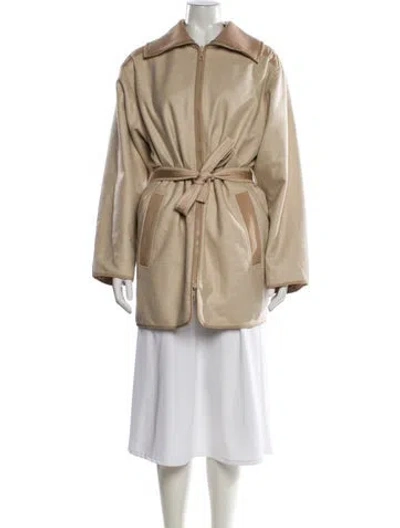 Pre-owned Hermes Wool Trench Coat In Neutral