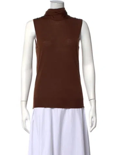 Pre-owned Hermes Wool Turtleneck Sweater In Brown