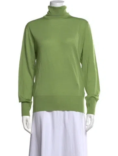 Pre-owned Hermes Wool Turtleneck Top In Green