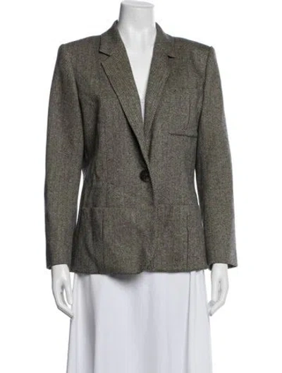 Pre-owned Hermes Wool Tweed Pattern Blazer In Black