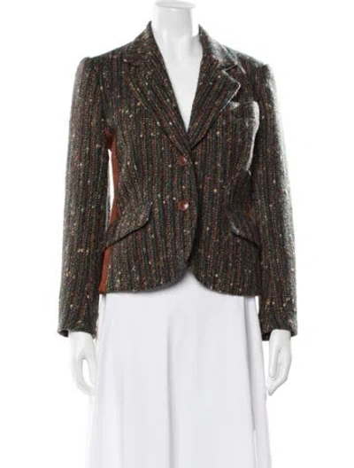 Pre-owned Hermes Wool Tweed Pattern Blazer In Green