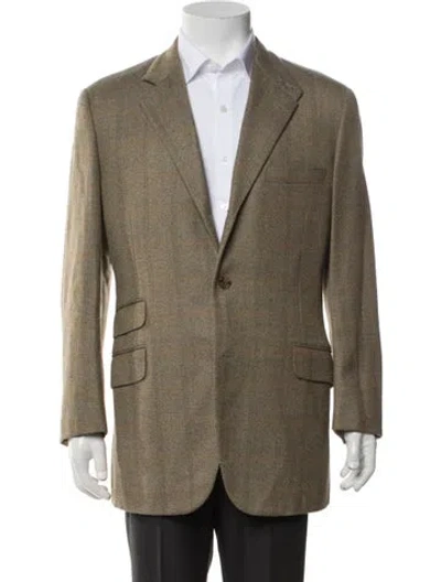 Pre-owned Hermes Wool Tweed Pattern Blazer In Neutrals