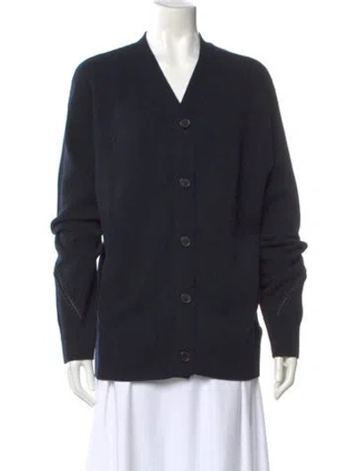 Pre-owned Hermes Wool V-neck Sweater In Blue