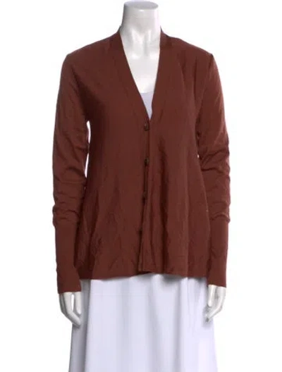 Pre-owned Hermes Wool V-neck Sweater In Brown