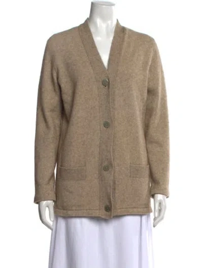 Pre-owned Hermes Wool V-neck Sweater In Brown