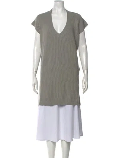 Pre-owned Hermes Wool V-neck Sweater In Grey