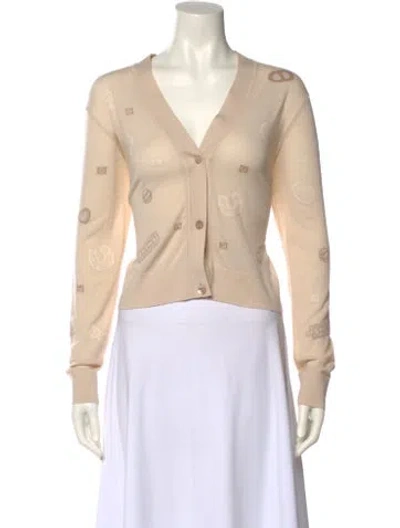 Pre-owned Hermes Wool V-neck Sweater In Neutral