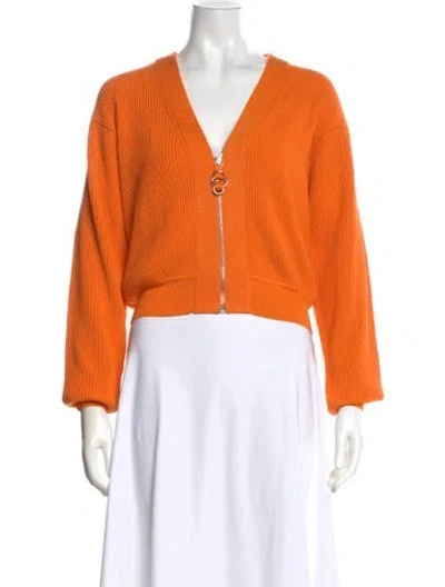 Pre-owned Hermes Wool V-neck Sweater In Orange
