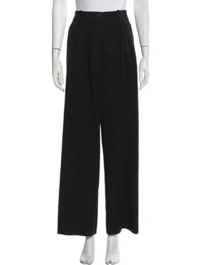 Pre-owned Hermes Wool Wide Leg Pants In Black