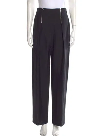 Pre-owned Hermes Wool Wide Leg Pants In Black