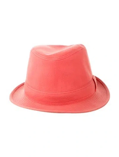 Pre-owned Hermes Woven Fedora In Red