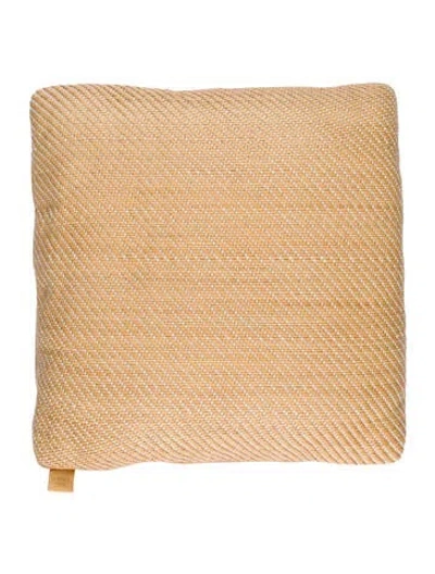 Pre-owned Hermes Woven Leather Throw Pillow In Neutrals