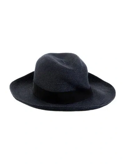 Pre-owned Hermes Woven Paper Hat In Blue