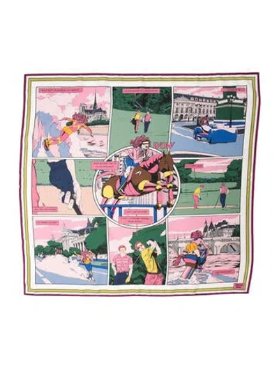 Pre-owned Hermes Wow Double Face Silk Scarf In Pink