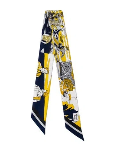 Pre-owned Hermes Wow Silk Twilly Scarf In Blue