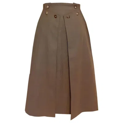 Pre-owned Hermes Hermès Wrap Skirt In Woll And Cashmere Size 36 Small In Brown