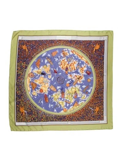 Pre-owned Hermes Www..com Silk Scarf In Green
