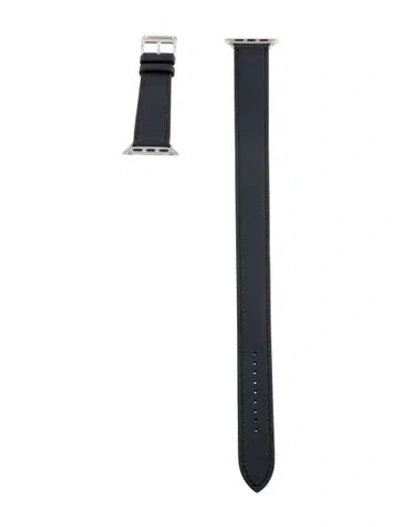 Pre-owned Hermes X Apple 20mm Double Tour Watch Strap In Blue