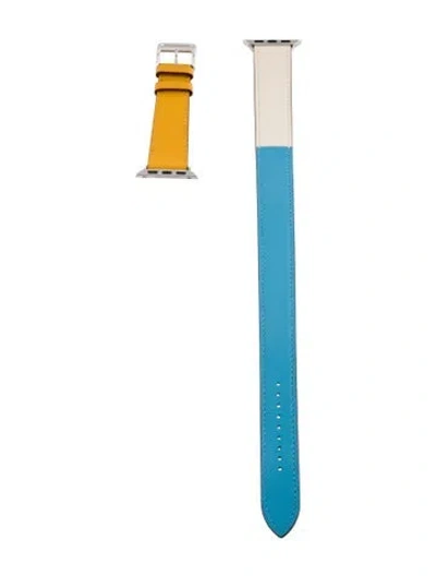 Pre-owned Hermes X Apple 20mm Double Tour Watch Strap In Blue/neutrals