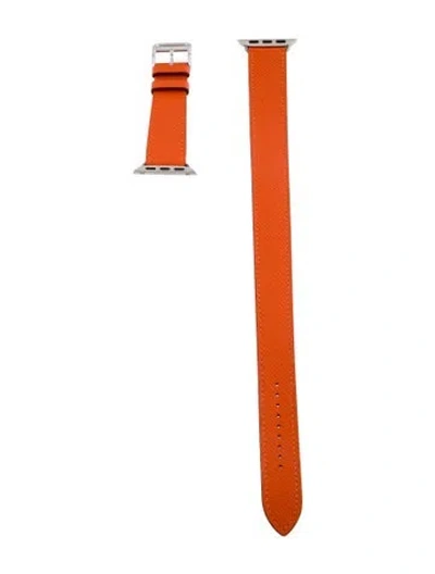Pre-owned Hermes X Apple 20mm Double Tour Watch Strap In Orange