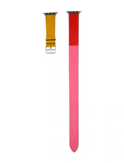 Pre-owned Hermes X Apple 20mm Double Tour Watch Strap In Pink/red/yellow