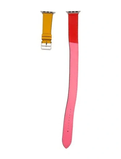 Pre-owned Hermes X Apple 20mm Double Tour Watch Strap In Pink/red/yellow