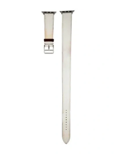 Pre-owned Hermes X Apple 20mm Double Tour Watch Strap In White