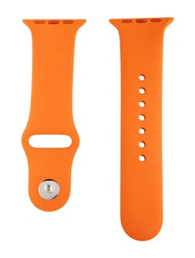 Pre-owned Hermes X Apple 20mm Rubber Watch Strap In Orange