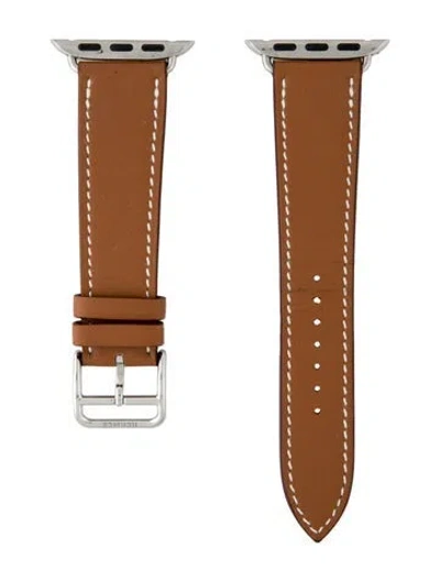 Pre-owned Hermes X Apple 20mm Single Tour Watch Strap In Brown