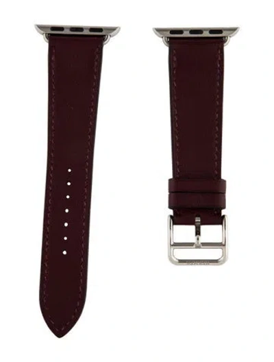 Pre-owned Hermes X Apple 20mm Single Tour Watch Strap In Burgundy
