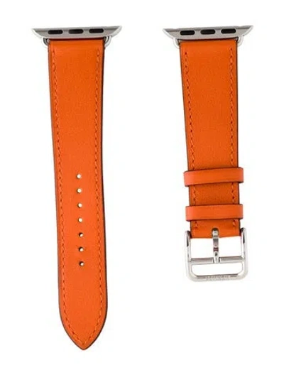 Pre-owned Hermes X Apple 20mm Single Tour Watch Strap In Orange
