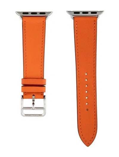 Pre-owned Hermes X Apple 20mm Single Tour Watch Strap In Orange