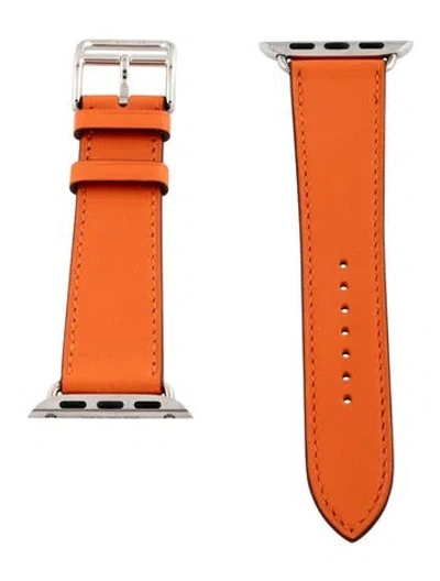 Pre-owned Hermes X Apple 20mm Single Tour Watch Strap In Orange