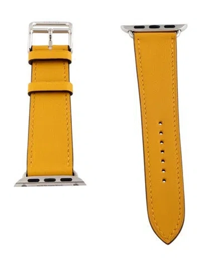 Pre-owned Hermes X Apple 20mm Single Tour Watch Strap In Yellow