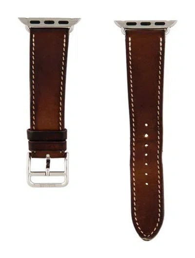 Pre-owned Hermes X Apple 20mm Watch Strap In Brown