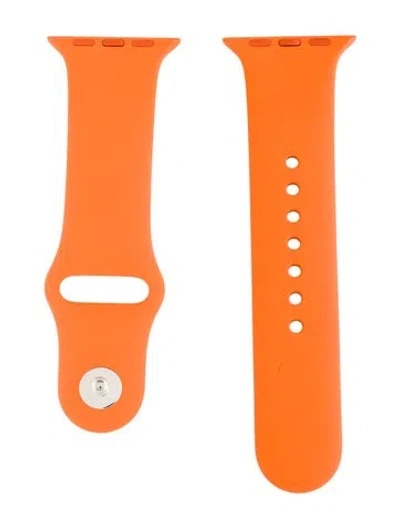 Pre-owned Hermes X Apple 21mm Rubber Watch Strap In Orange