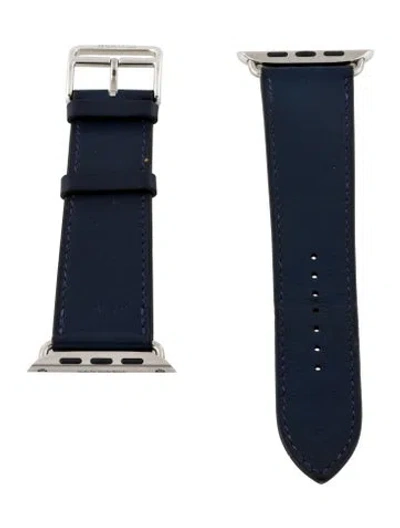 Pre-owned Hermes X Apple 23mm Single Tour Watch Strap In Blue