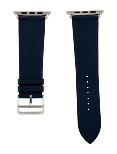Pre-owned Hermes X Apple 23mm Single Tour Watch Strap In Blue