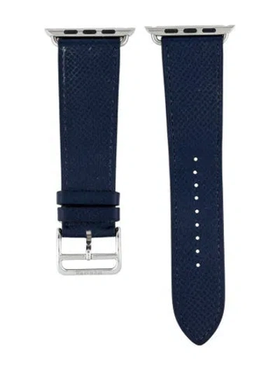 Pre-owned Hermes X Apple 23mm Single Tour Watch Strap In Blue