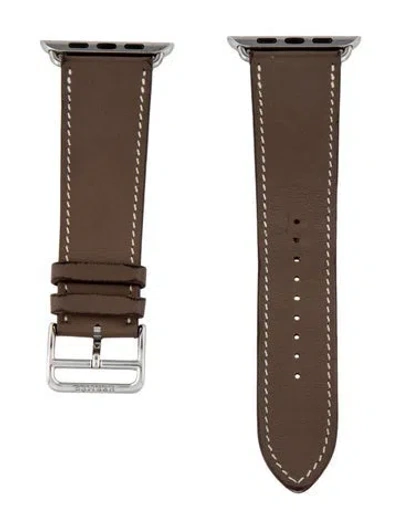 Pre-owned Hermes X Apple 23mm Single Tour Watch Strap In Brown