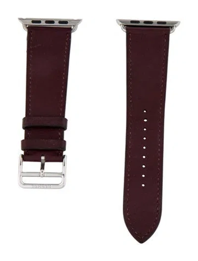 Pre-owned Hermes X Apple 23mm Single Tour Watch Strap In Burgundy