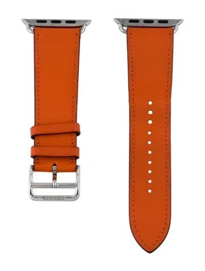 Pre-owned Hermes X Apple 23mm Single Tour Watch Strap In Orange