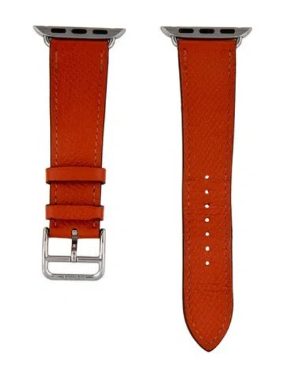 Pre-owned Hermes X Apple 23mm Single Tour Watch Strap In Orange