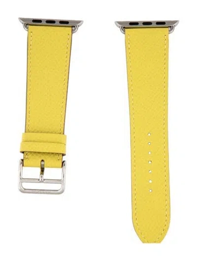 Pre-owned Hermes X Apple 23mm Single Tour Watch Strap In Yellow