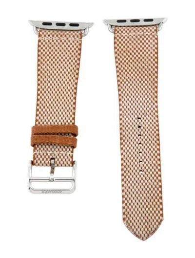 Pre-owned Hermes X Apple 23mm Toile H Single Tour Watch Strap In Brown