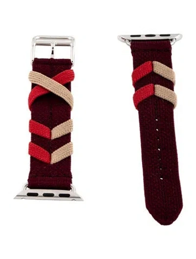 Pre-owned Hermes X Apple Bridon Single Tour 18mm Watch Strap In Burgundy