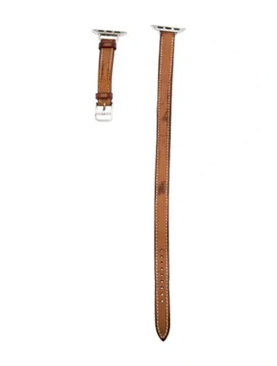 Pre-owned Hermes X Apple Double Tour 13mm Watch Strap In Brown